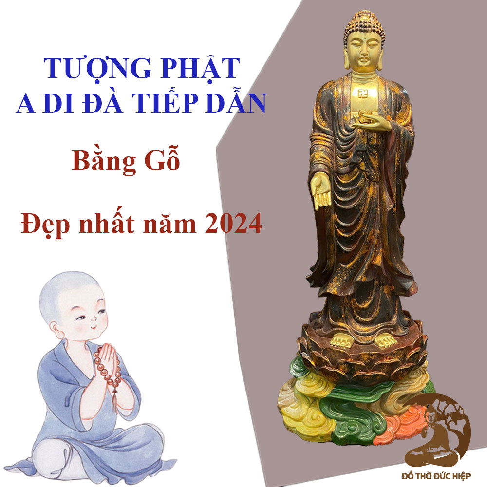 Tượng phật A Di Đà tiếp dẫn bằng gỗ đẹp nhất 2024