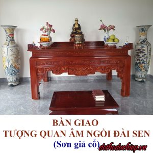 Bàn giao tượng Quan Âm ngồi đài sen sơn giả cổ