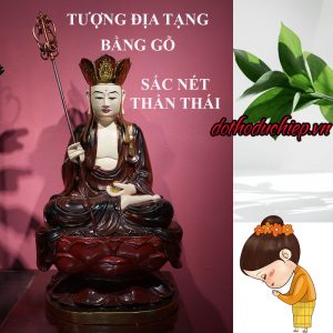 Tượng Địa Tạng Vương Bồ Tát Bằng Gỗ Sắc Nét, Thần Thái